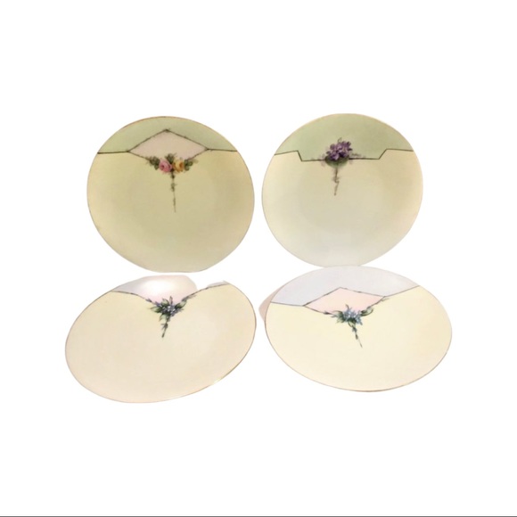 Caine’s Studio Hand Painted & Signed Iris Plates Set of (4) - Picture 1 of 15